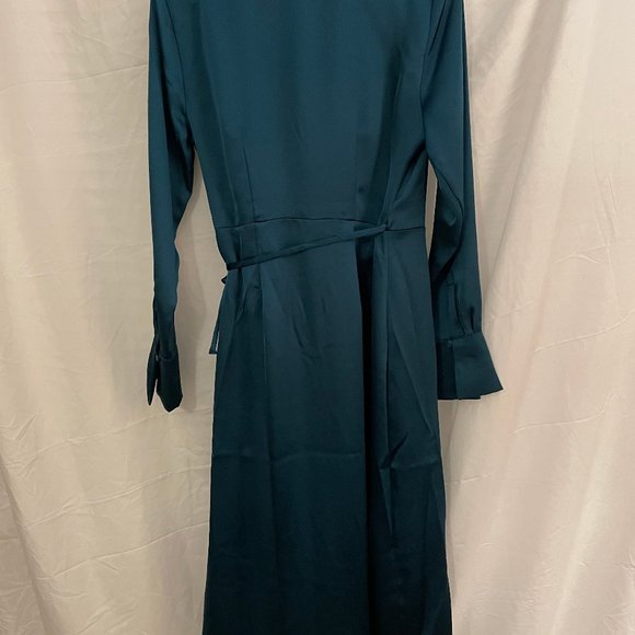 ALFANI  Womens New DarkGreen V Neck Long Sleeve Wrap Dress - Picture 2 of 3